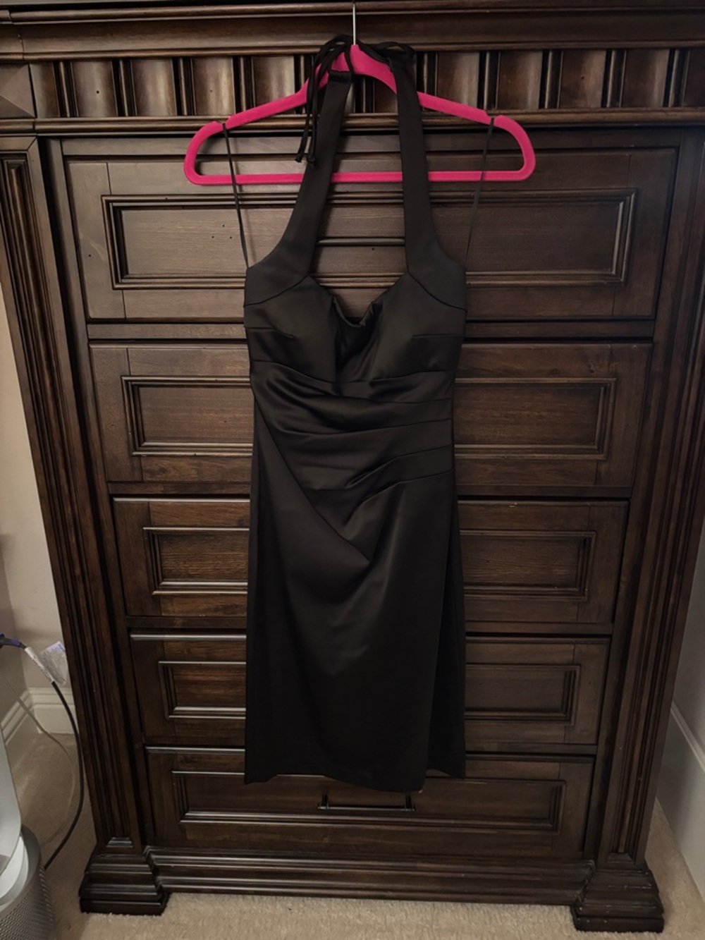 Cache Black One-Shoulder Halter Cocktail Dress